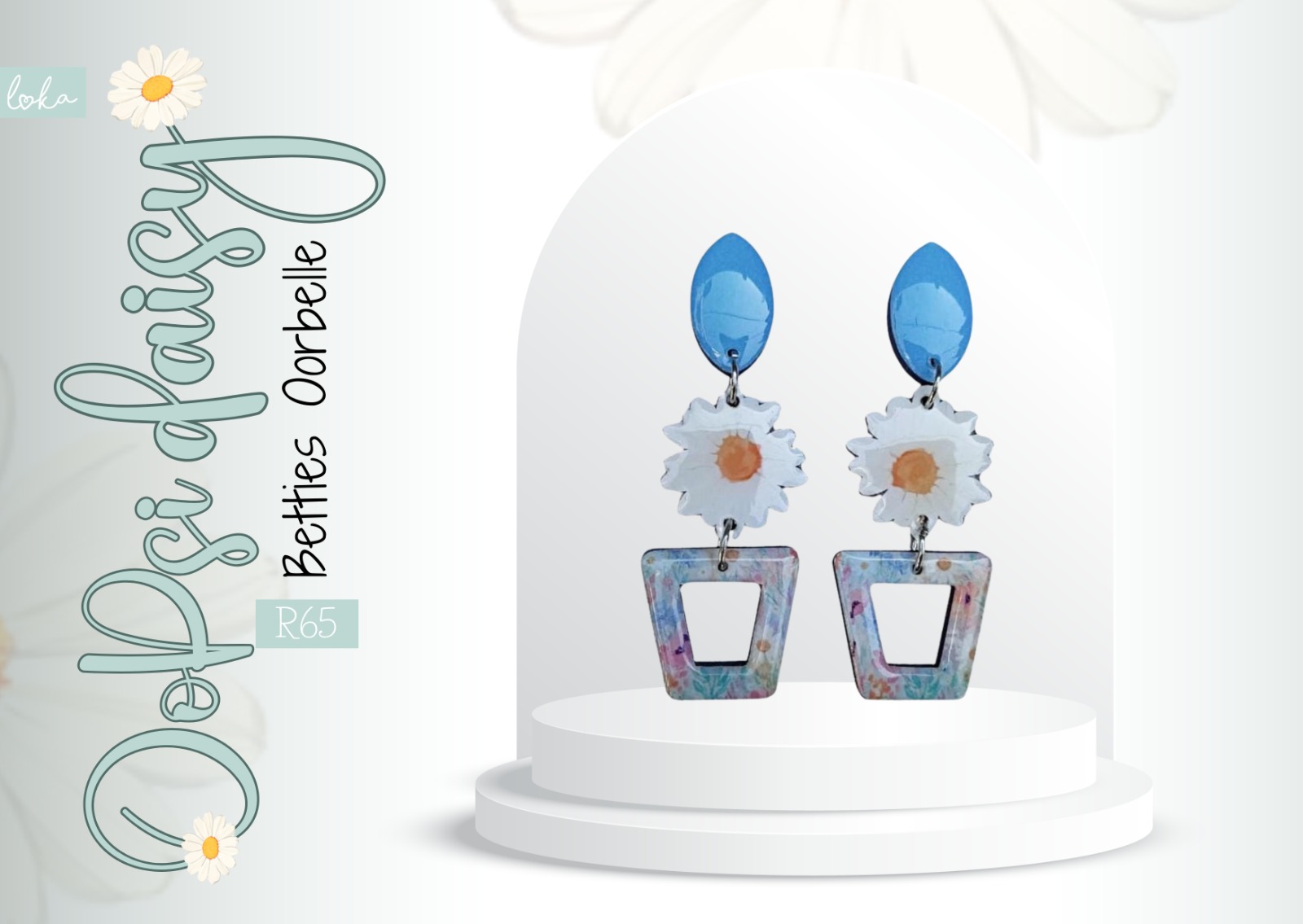 Oopsi Daisy – Wit Daisy – Blou Pot Print