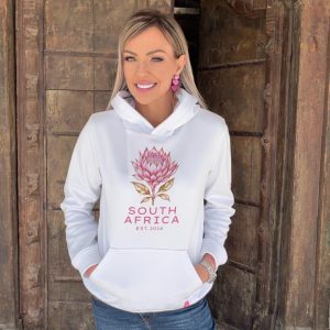 Vrouens Hoodie: Protea South Africa (Pienk)